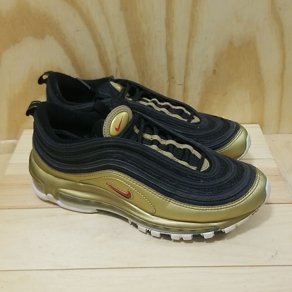 NIKE AIR MAX 97 RARE BLACK VARSITY RED METALLIC GOLD WHITE Mens  sz 7.5 Wmn's 9